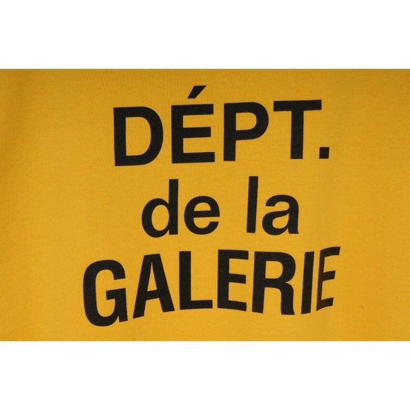 Gallery Dept. Mens French Logo Sweatshirt Medium Yellow Black Cotton Pull Over - Picture 7 of 8